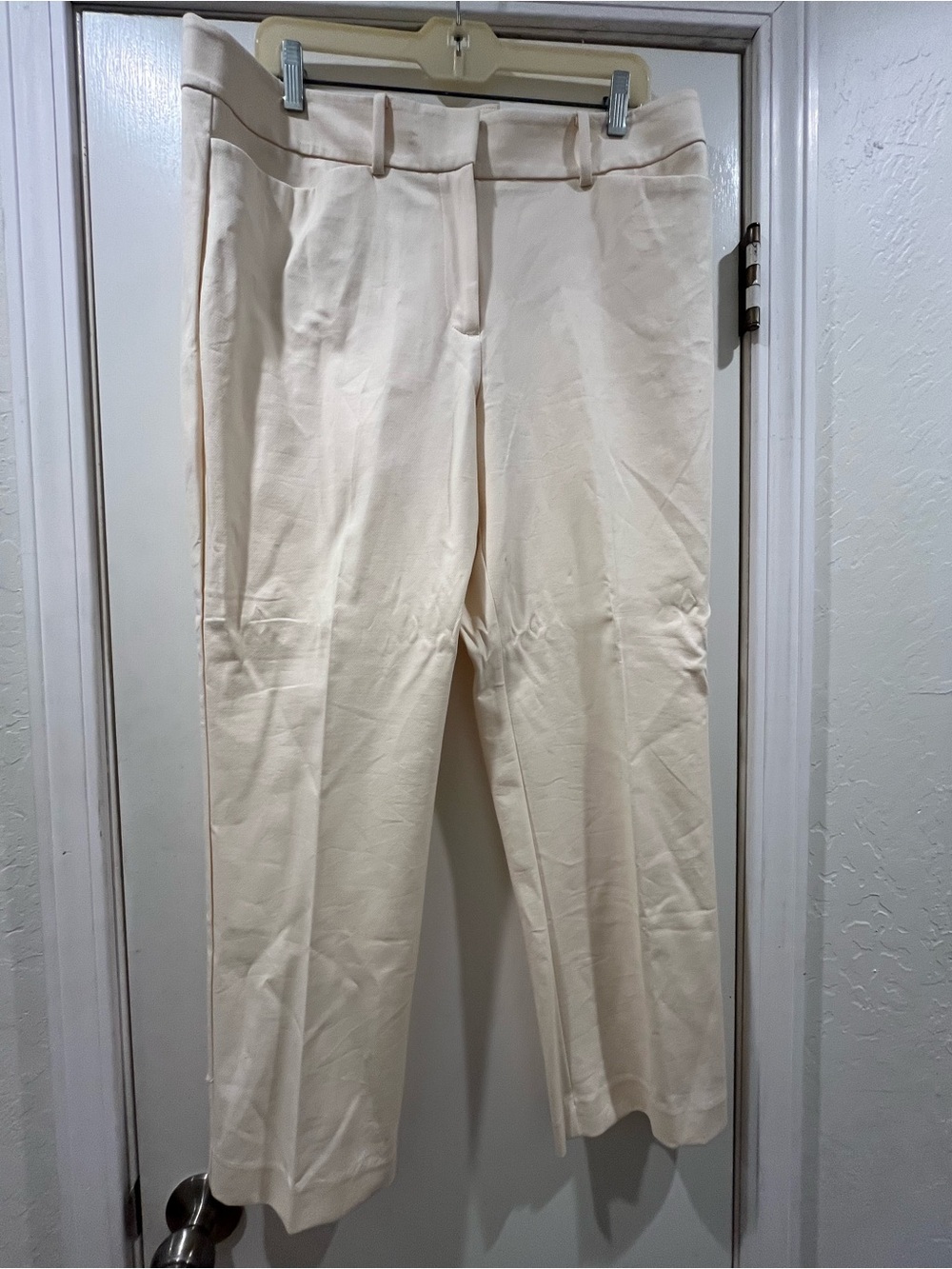 Ann Taylor Factory Cream Straight-Leg Trousers